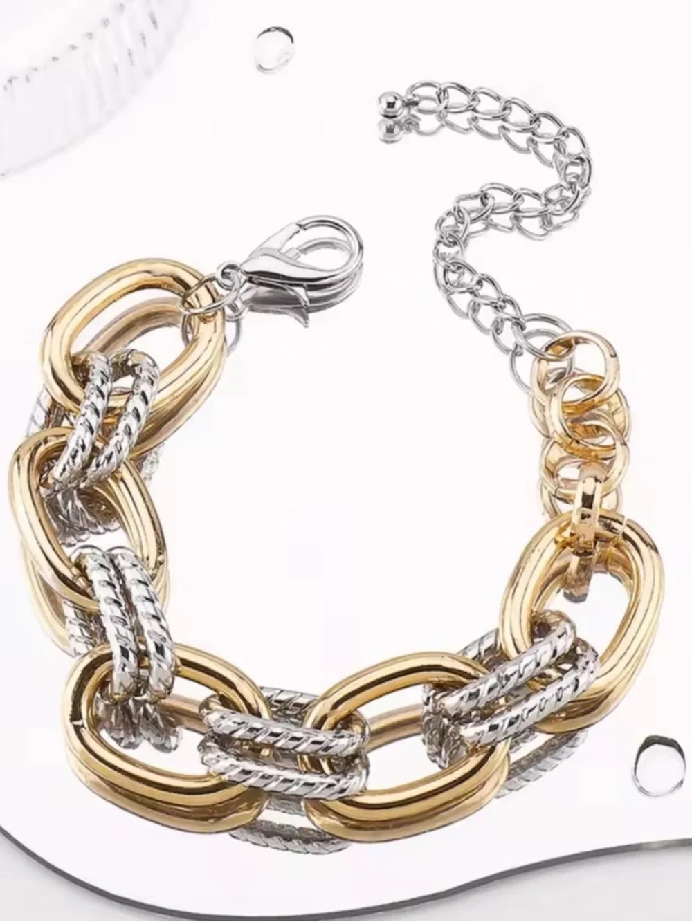 Two-Tone Gold and Silver Link Bracelet
